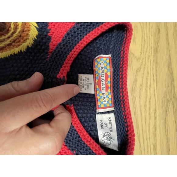 Vtg 80s Cardigan Bay Angel Sweater Womens Small Hand knitted Artsy Cottagecore - Picture 8 of 11